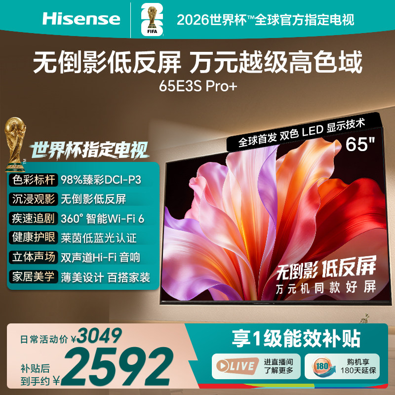 海信电视E3S Pro+ 65英寸 万元级高色域抗反光 E3QH