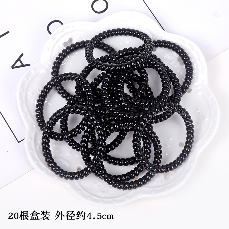 扎头发电话线发圈女无痕黑色头绳大小号细款加粗发绳韩版高弹皮筋