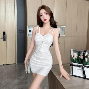 夜 场女装气质女 技师工作服短裙吊带短款修身连衣裙露背镂空裙子