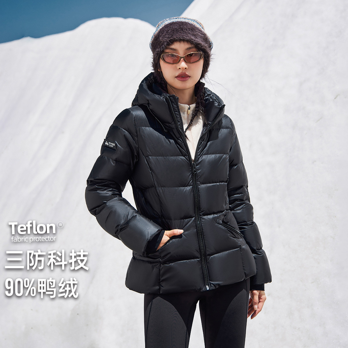 拓路者三防保暖收腰显瘦修身女士羽绒服25年冬季新款连帽羽绒外套