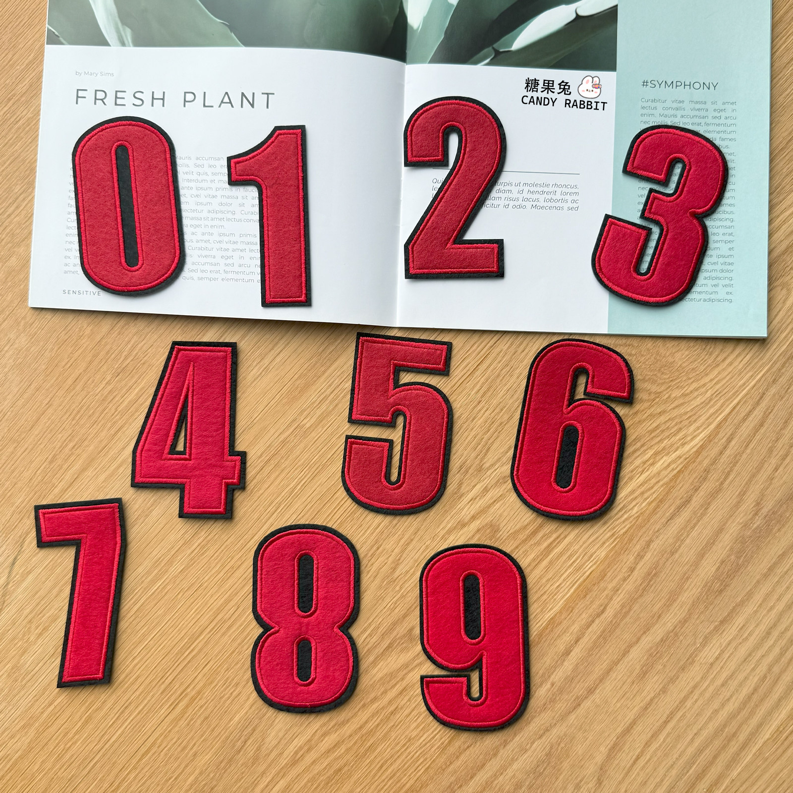 红色大号数字刺绣布贴牛仔衣服裤子书包破洞DIY绣花补丁相框装饰