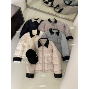 BLUE TABLE 翻领拼接双面设计冬日保暖羽绒服158005 ANNA FROM