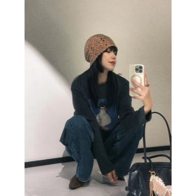 NEW START磨毛抓绒无手感鸭鸭图案打底长袖T恤68592