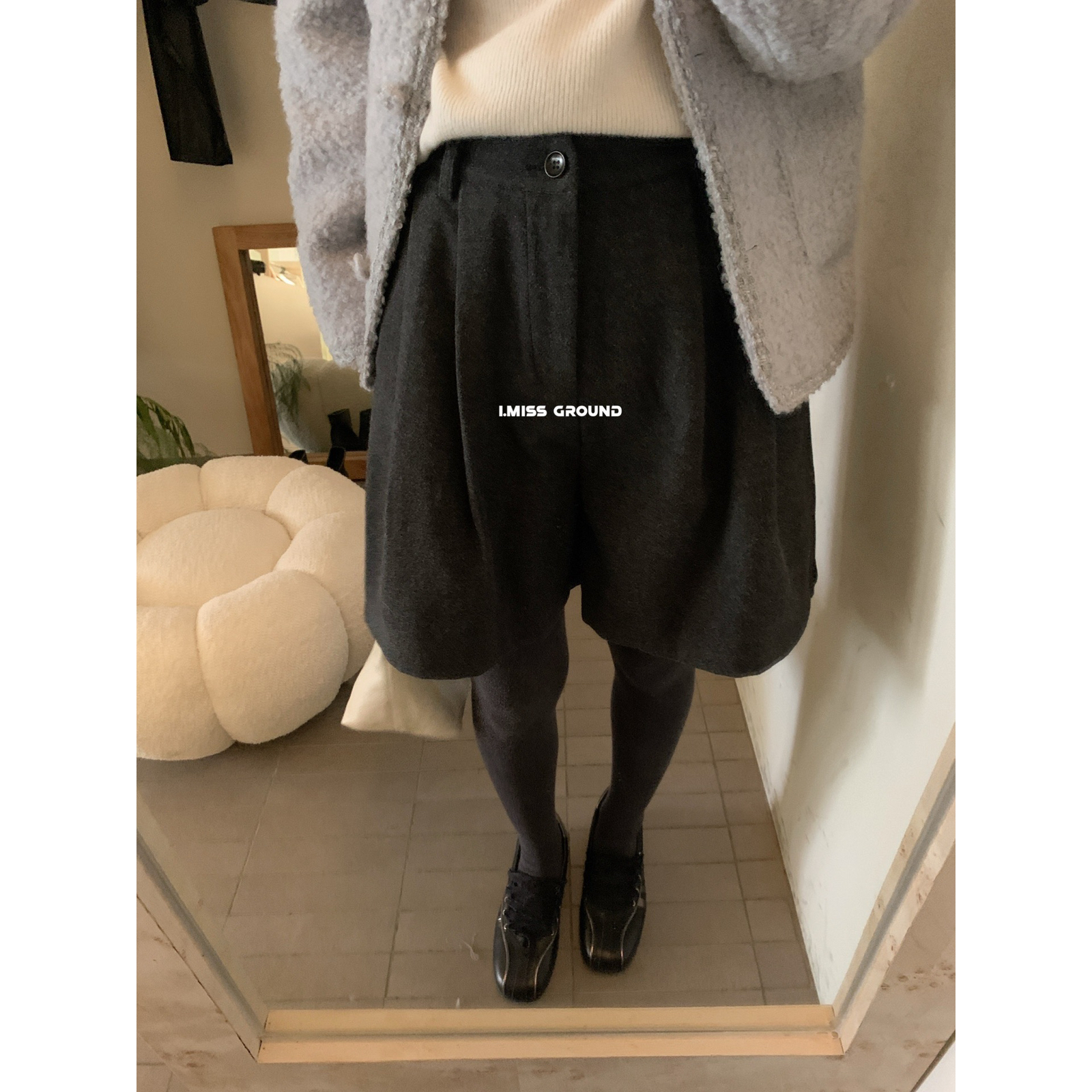 IMISS-韩标百搭舒适简约毛尼休闲短裤H20317