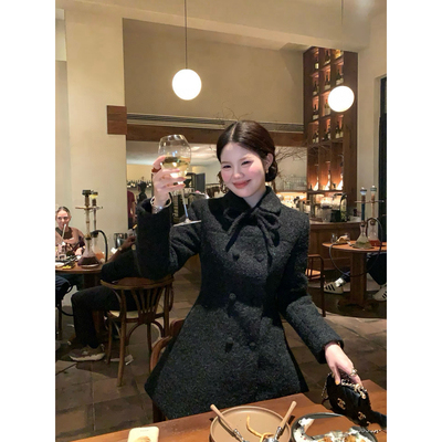 RS.WHMT-排扣羊毛呢羽绒中长款羽绒服呢子大衣(含50白鸭绒)Q1993