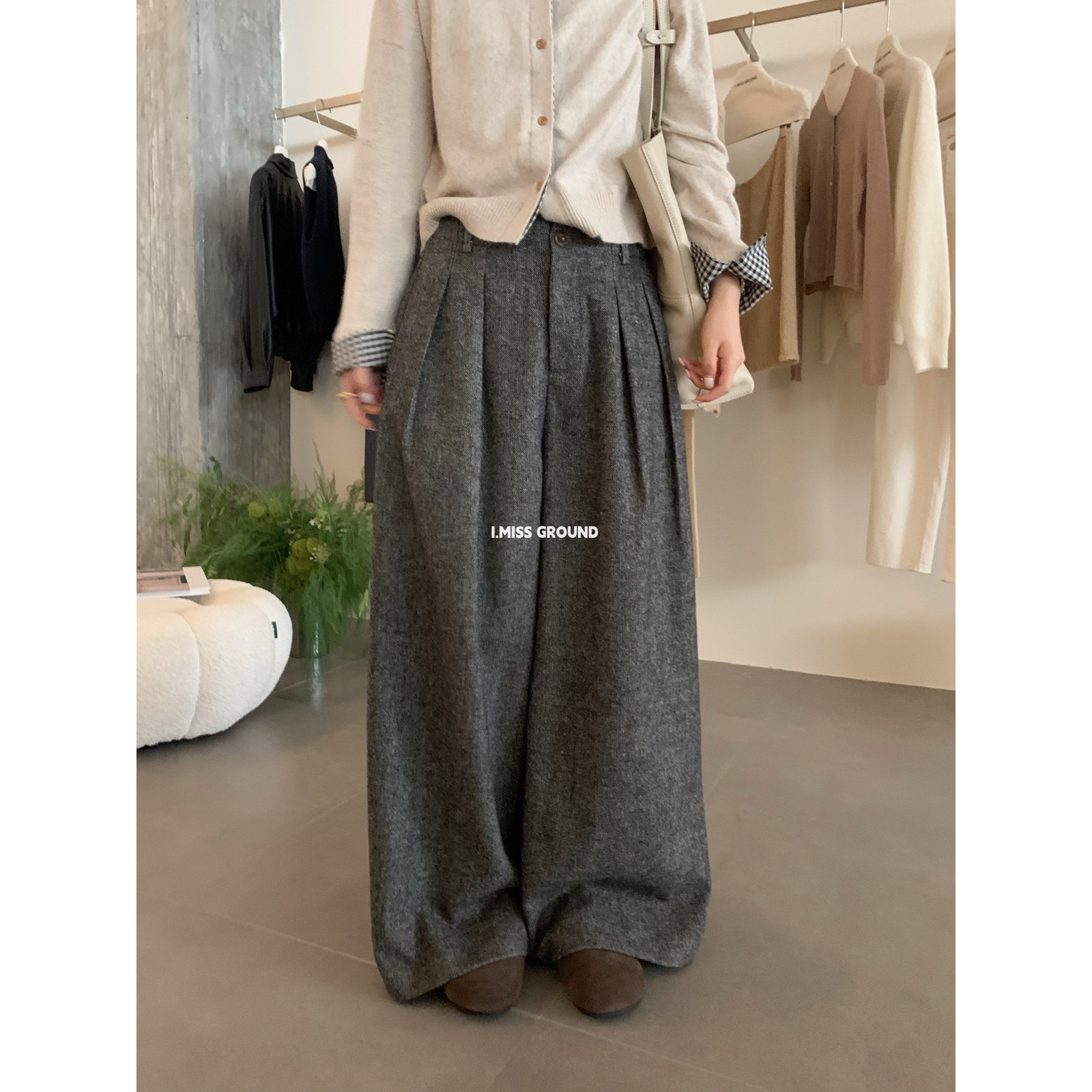 IMISS简约百搭羊毛休闲裤（含50羊毛）H60920