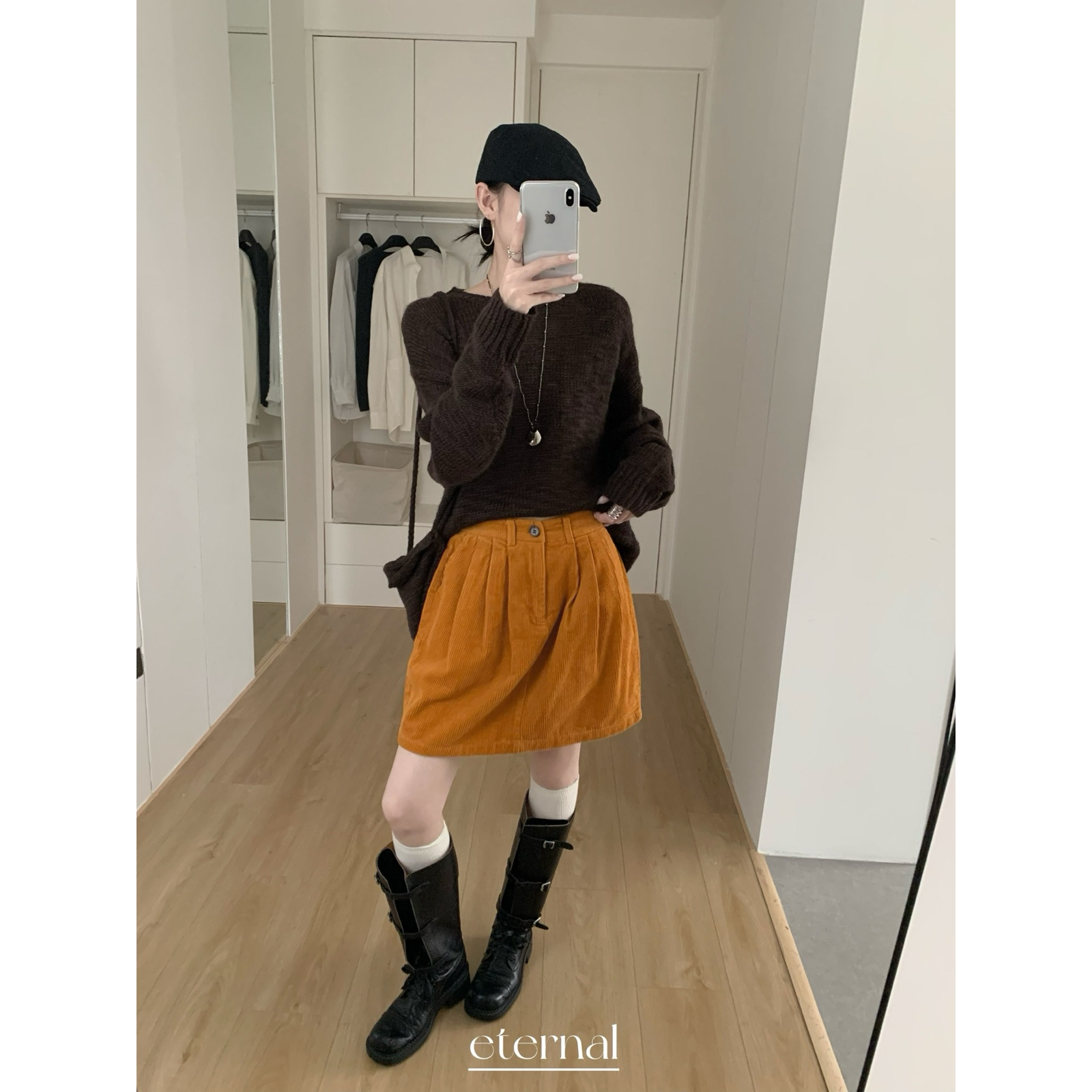 eternal.西子-秋季首爆彩色灯芯绒带裤衬花苞半裙半身裙51205