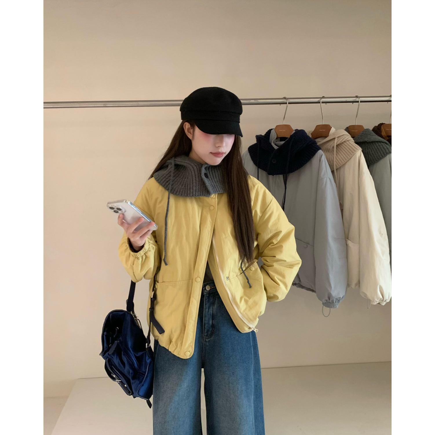 THIRTEEN 拾叁-简约百搭保暖羽绒服外套(配可拆卸帽子围脖)X211