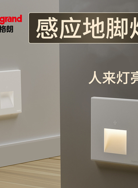 罗格朗感应地脚灯雷达壁脚指示楼梯走廊过道起夜晚LED86型墙面板