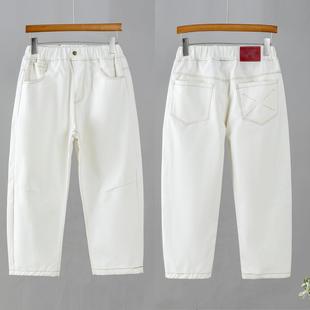 2025款 童装 子中大童春秋百搭潮牛仔裤 女童童休闲米白色长裤 牛仔裤