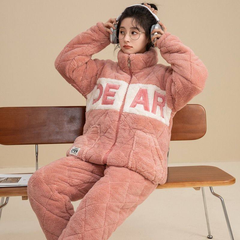 可爱睡衣女冬季天2025新款法兰珊瑚绒加厚加绒三层夹棉拉链家居服,女装/女士精品,棉衣/棉服,淘宝优惠券,粉丝福利购,淘宝优惠卷