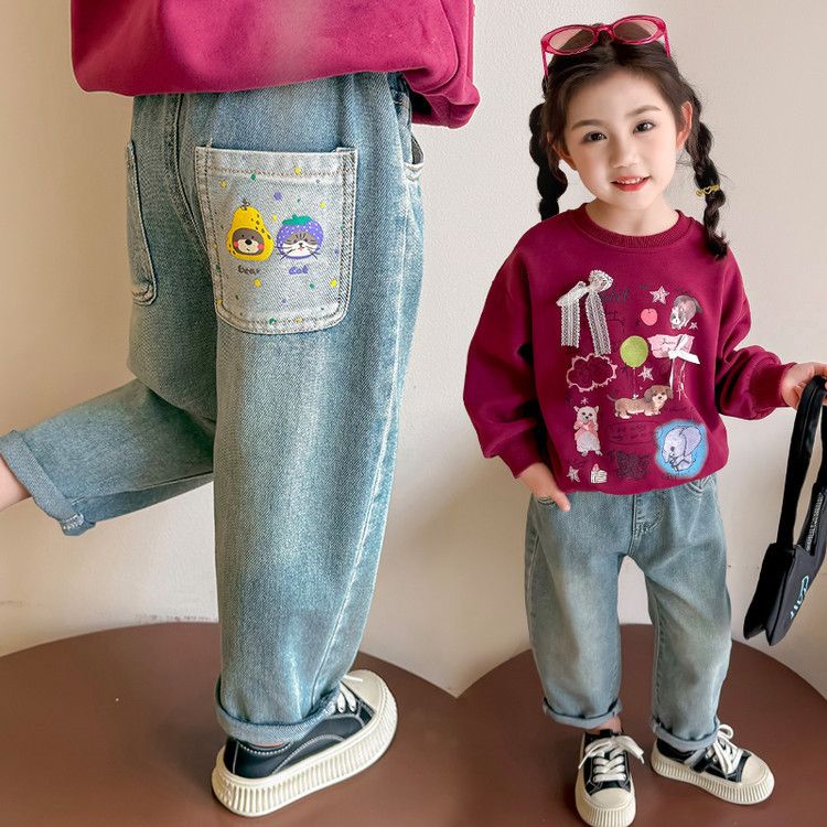 小女童宽松春秋季外穿洋气软牛仔裤休闲儿童2025新款裤子宝宝春装