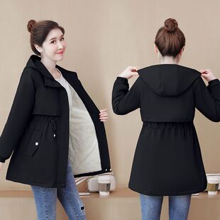 加绒加厚风衣中长款冬季棉服2025新款外套女百搭收腰显瘦洋气