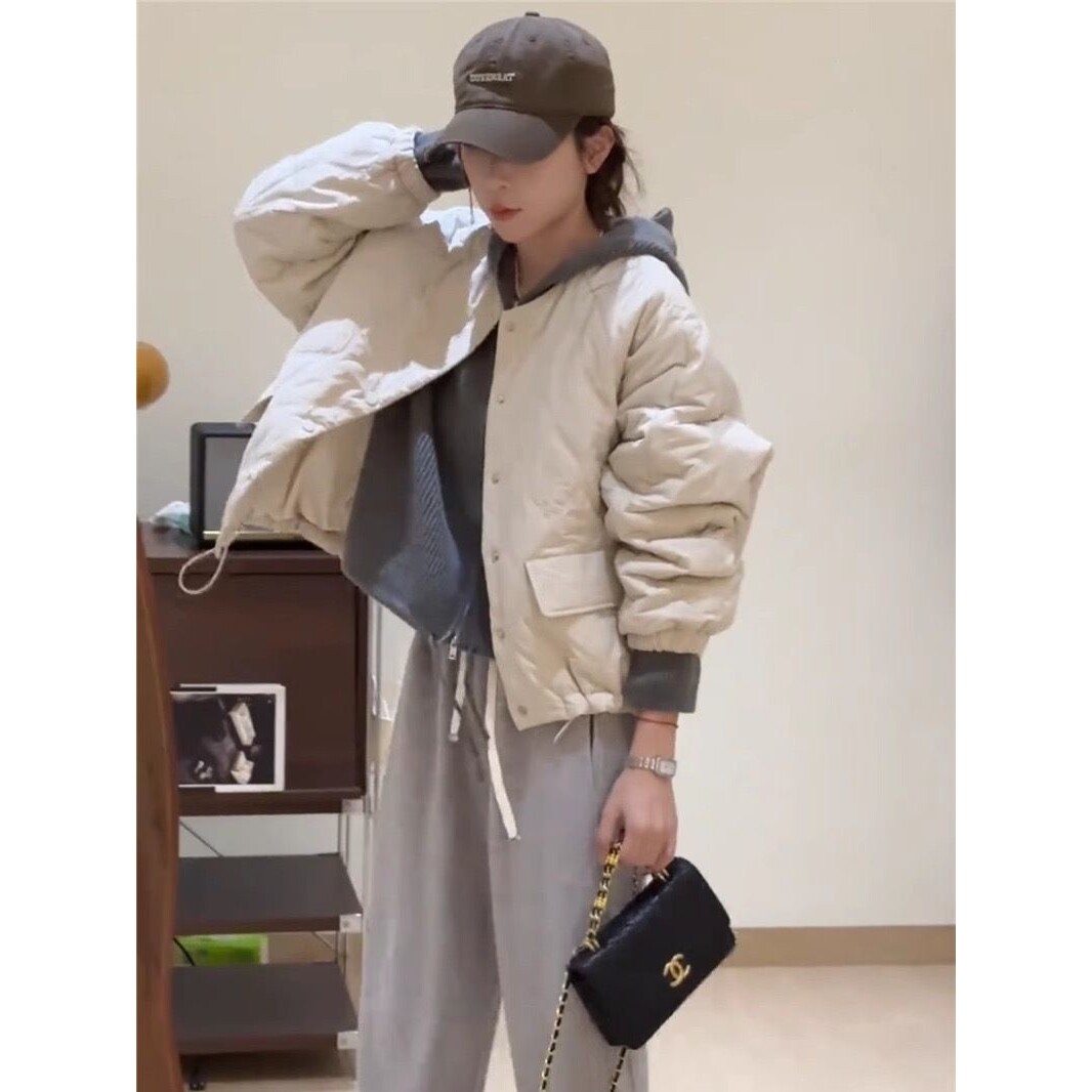 短款夹棉韩版棉服外套女冬季新款宽松高级感小个子轻薄小棉袄