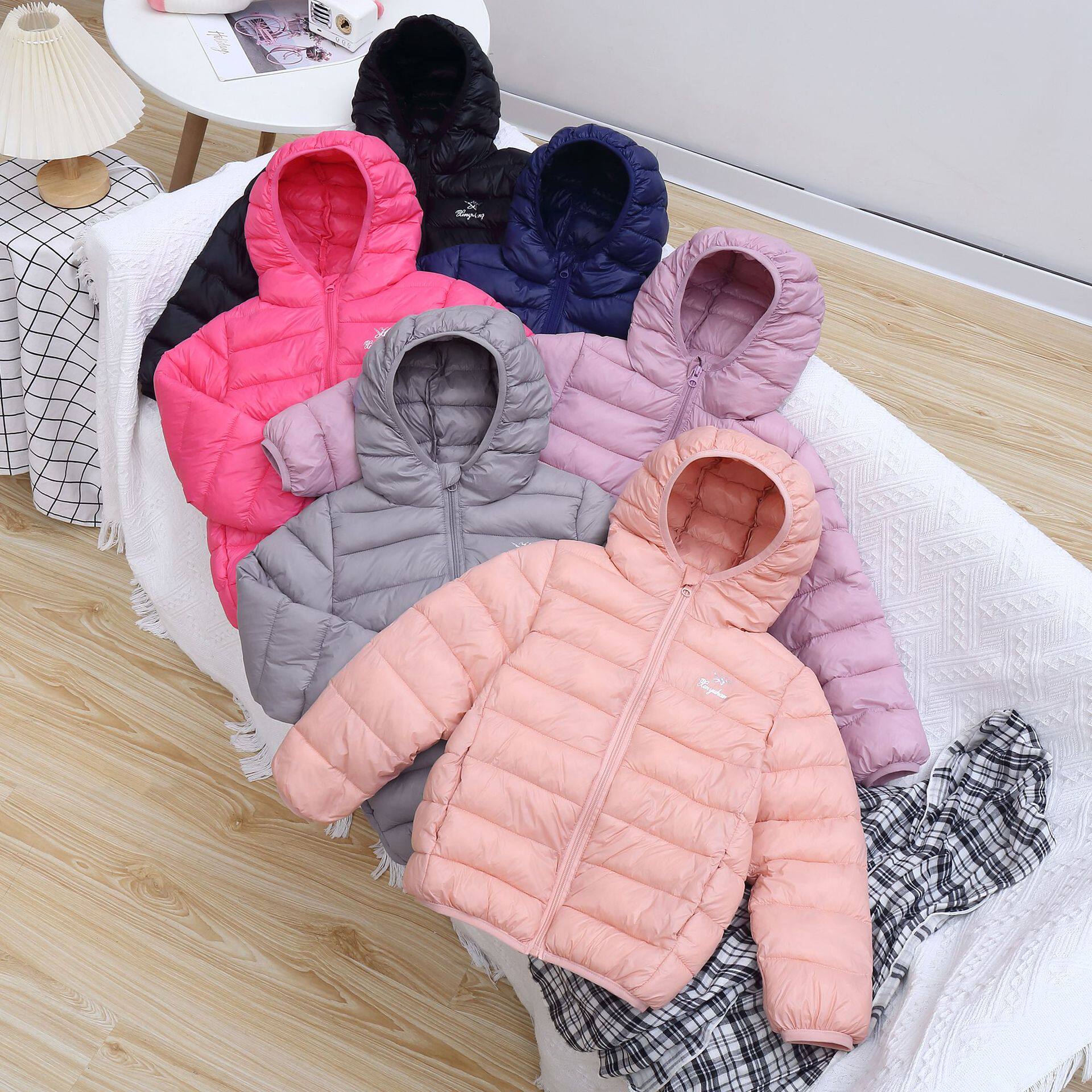 秋冬季儿童轻薄款羽绒棉服中大童外套男童女童加厚保暖外套