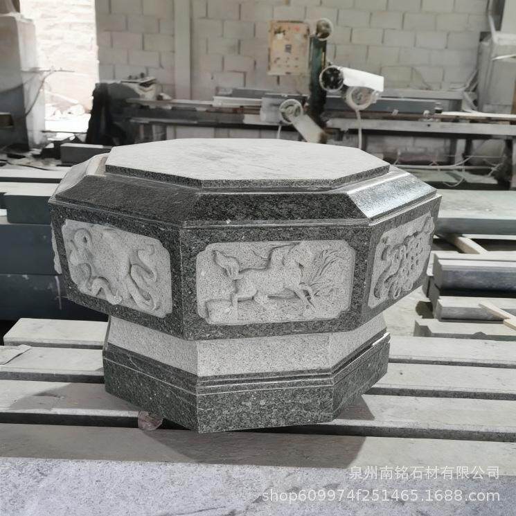 石柱墩柱子 祠堂寺庙石雕青石柱脚石柱顶石 八角实心石头墩底座