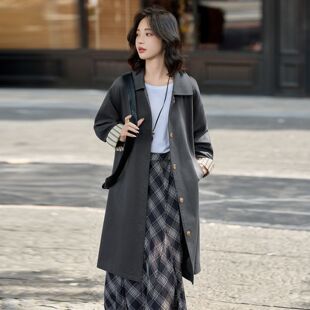 2025春秋新款韩系时尚气质中长款系带收腰显瘦单排扣风衣外套女