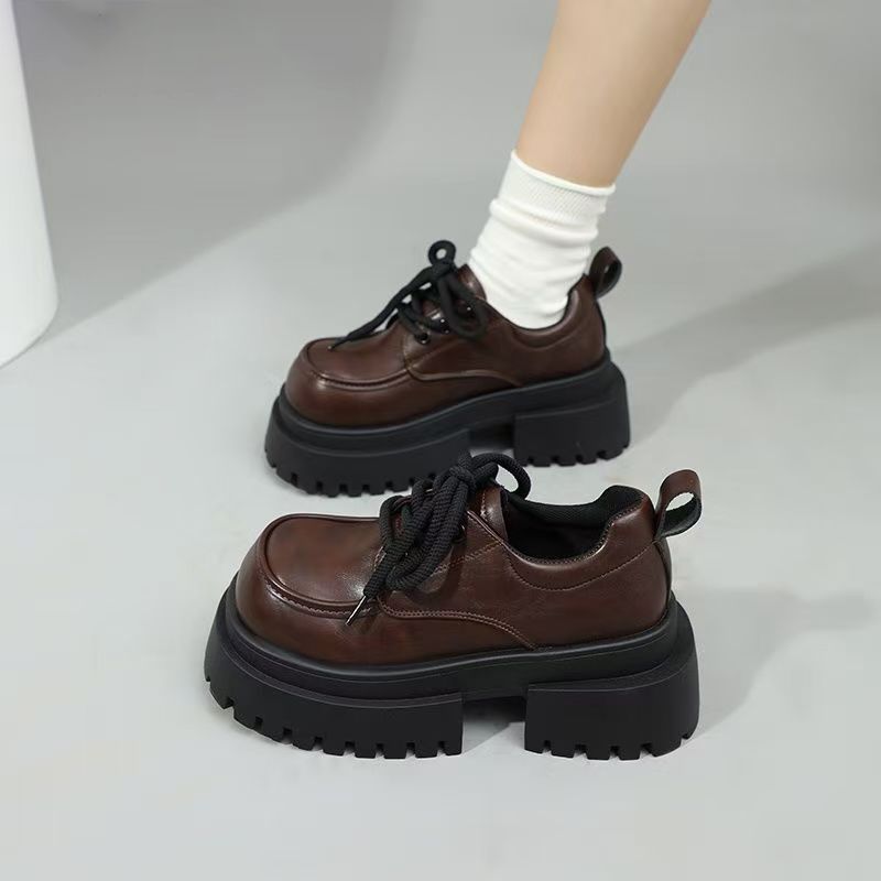 秋季新款厚底百搭学院风复古jk乐福鞋英伦风大头系带小皮鞋女