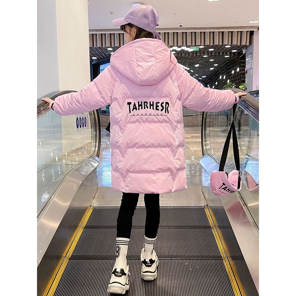 女童羽绒棉服冬季新款亮面免洗中大童棉袄加绒加厚防水防风外套