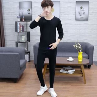 初中高中学生保暖内衣套装青少年男大童纯棉中领秋衣秋裤毛衫