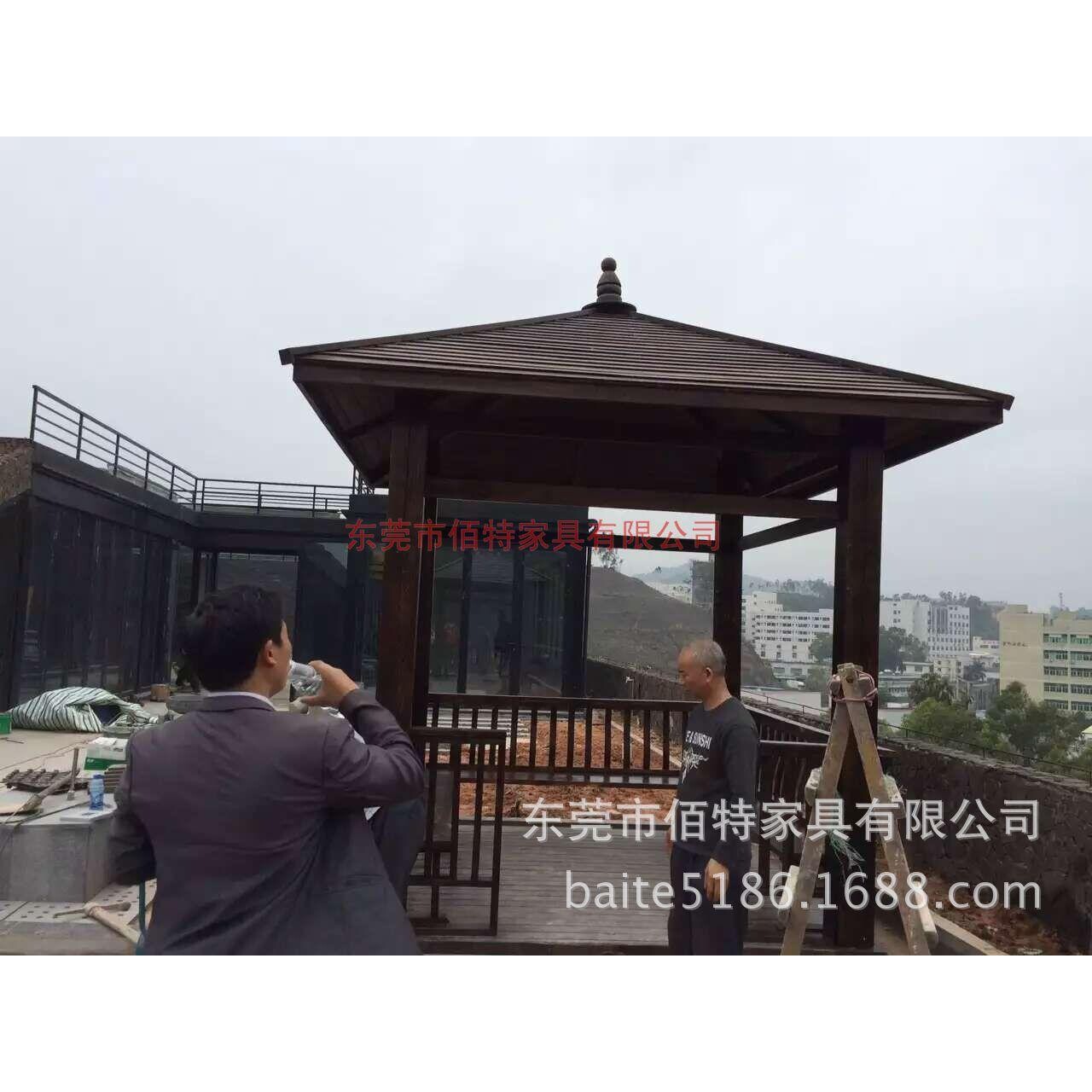 供应古建仿古樟子松四角简易木质凉亭