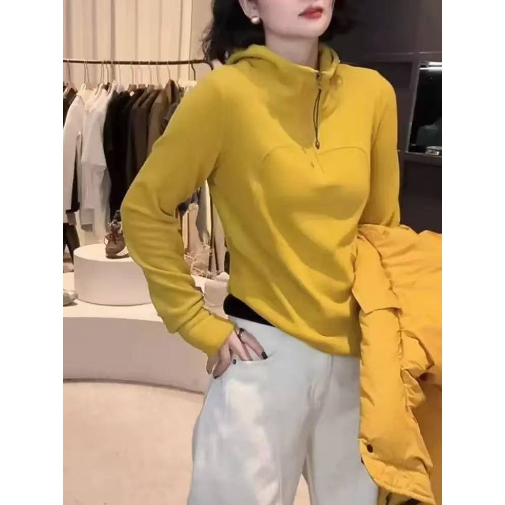 纯色高领连帽卫衣女2025春秋新款时尚洋气宽松慵懒风百搭上衣,女装/女士精品,大码内搭,淘宝优惠券,粉丝福利购,淘宝优惠卷