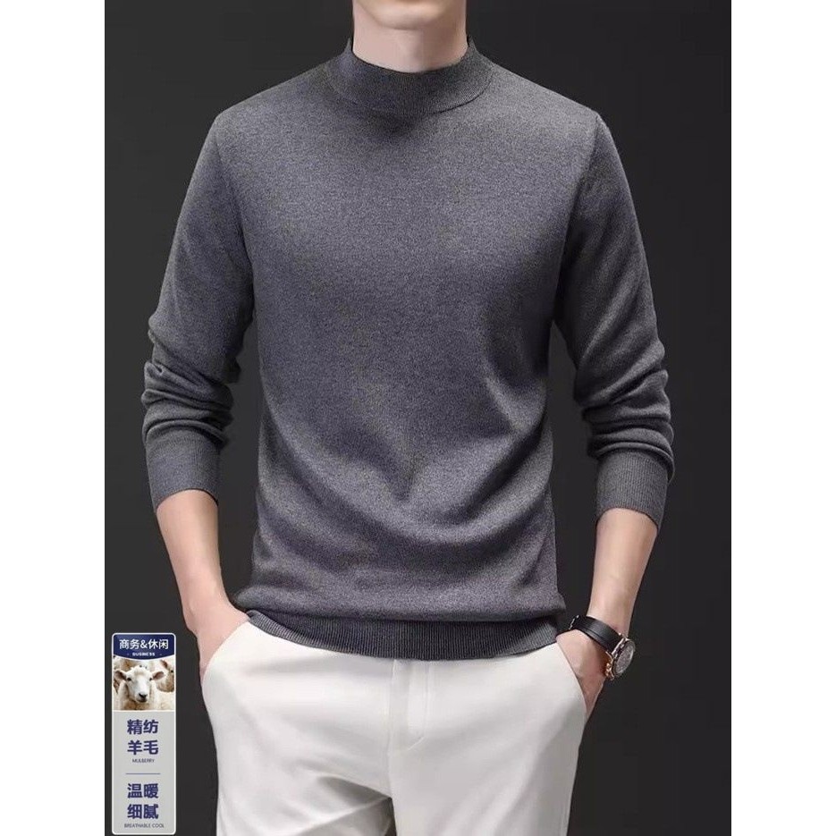 精纺羊毛衫男士秋冬季新款半高领保暖纯色打底衫上衣抗寒休闲毛衣,男装,羊绒套衫,淘宝优惠券,粉丝福利购,淘宝优惠卷