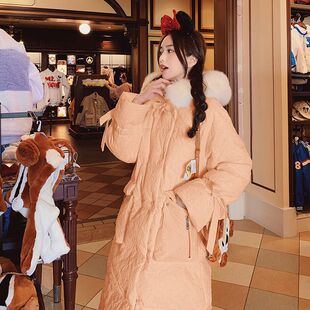 实拍甜美轻薄羽绒棉服女中长款冬季新款宽松加厚温柔棉服少女