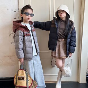 儿童轻薄羽绒服男女童装秋冬新款韩版拼色撞色户外中大童保暖外套