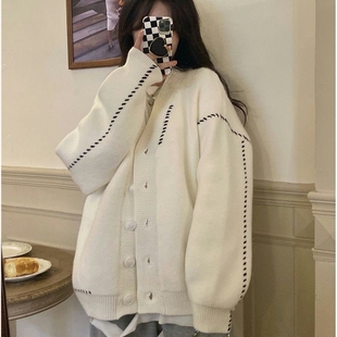 慵懒风毛衣开衫外套女宽松外穿2025新款设计感小众春秋上衣针织衫