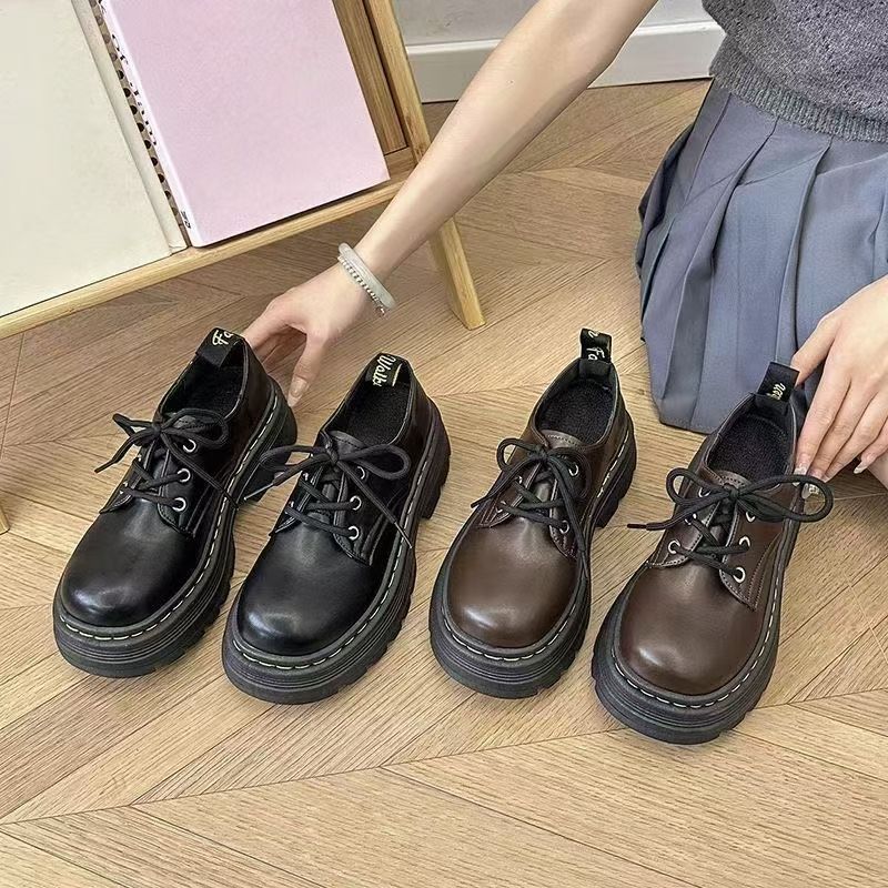 网红小皮鞋松糕底增高女单鞋2025春秋款新款高级感大头百搭乐福鞋
