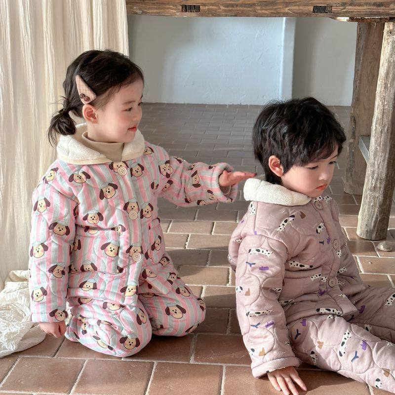 儿童三层夹棉家居服冬款加厚加绒套装男女宝宝冬天保暖睡衣两件套,童装/婴儿装/亲子装,羽绒服,淘宝优惠券,粉丝福利购,淘宝优惠卷