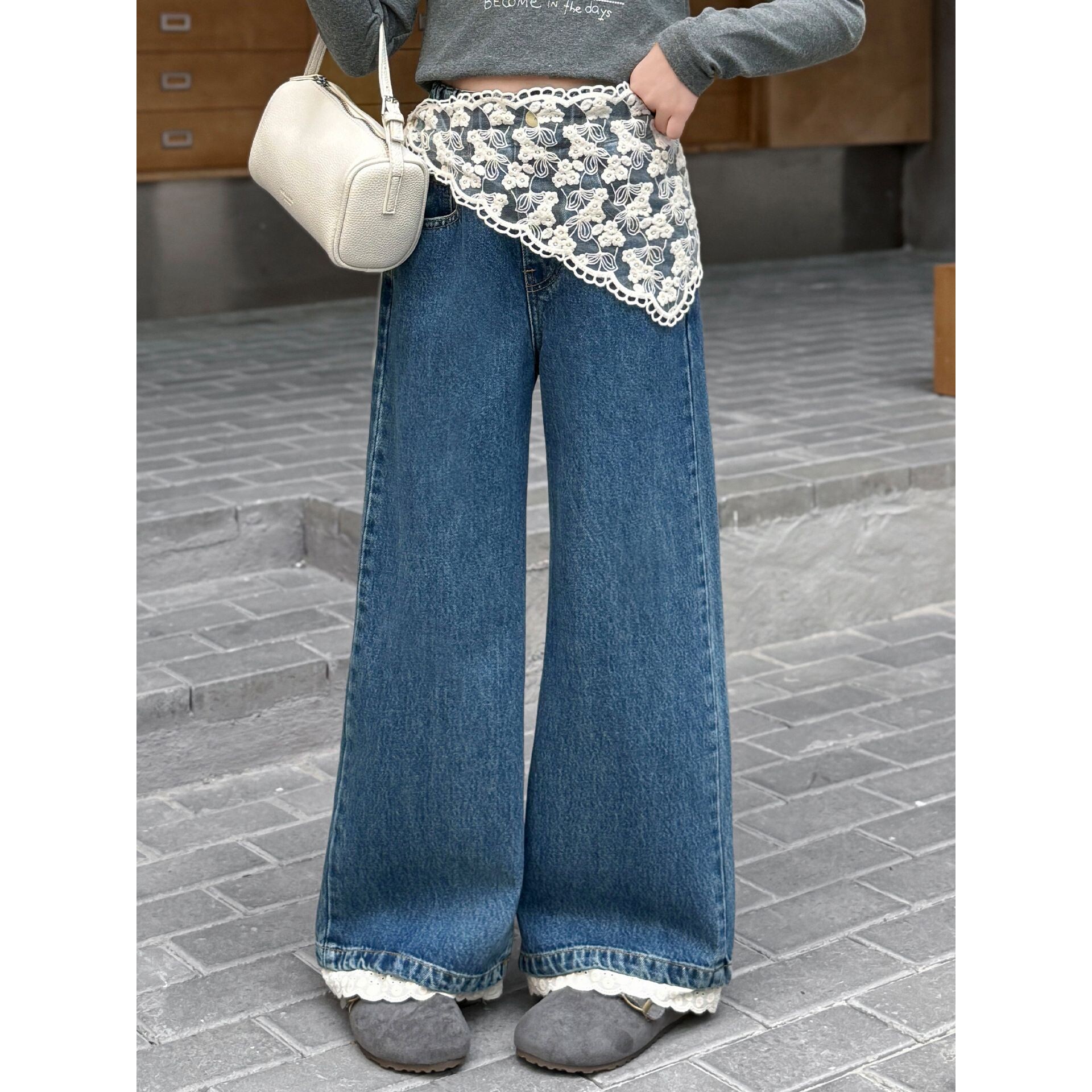 女童加绒裤子2025新款儿童秋冬一体绒牛仔裤中大童冬季加厚直筒裤