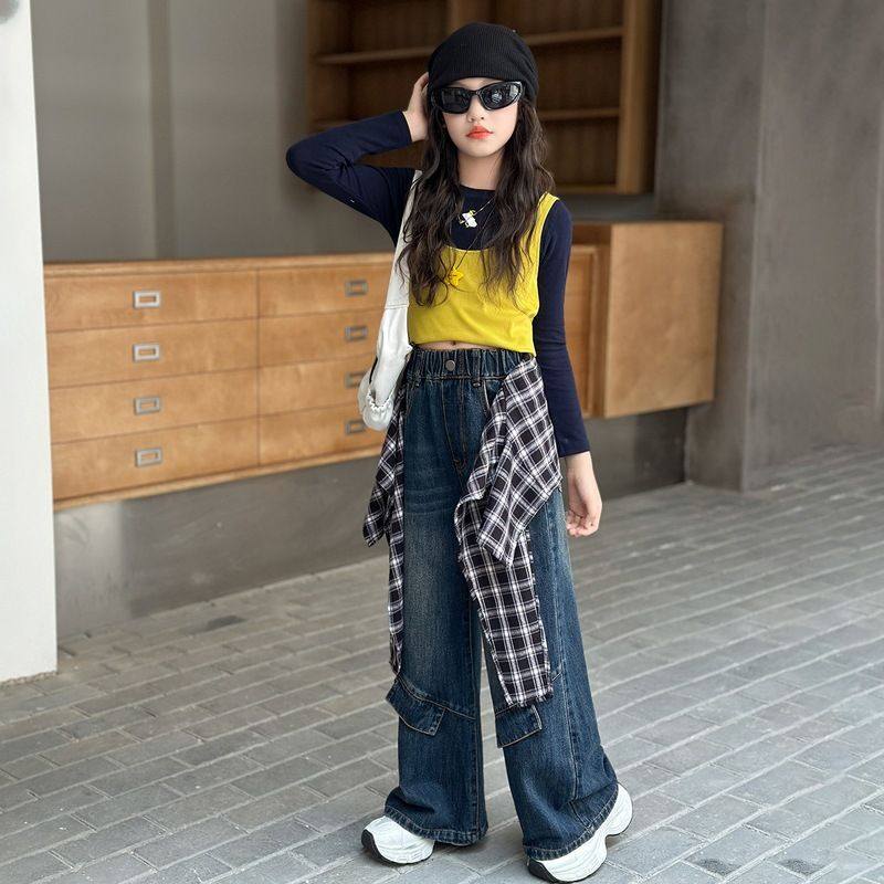 女童加绒裤子2025新款儿童潮流阔腿裤秋冬女大童超好看屁帘牛仔裤,童装/婴儿装/亲子装,儿童牛仔裤,淘宝优惠券,粉丝福利购,淘宝优惠卷