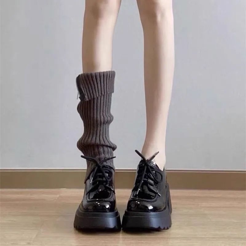 可爱粗高跟厚底小皮鞋女2025春夏季新款增高英伦风矮子乐增高单鞋