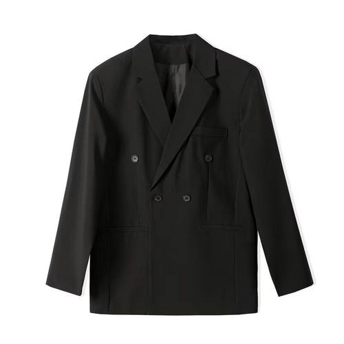 春季新款平驳领男装秋冬修身显瘦微喇叭西裤双排扣西装套装男西服