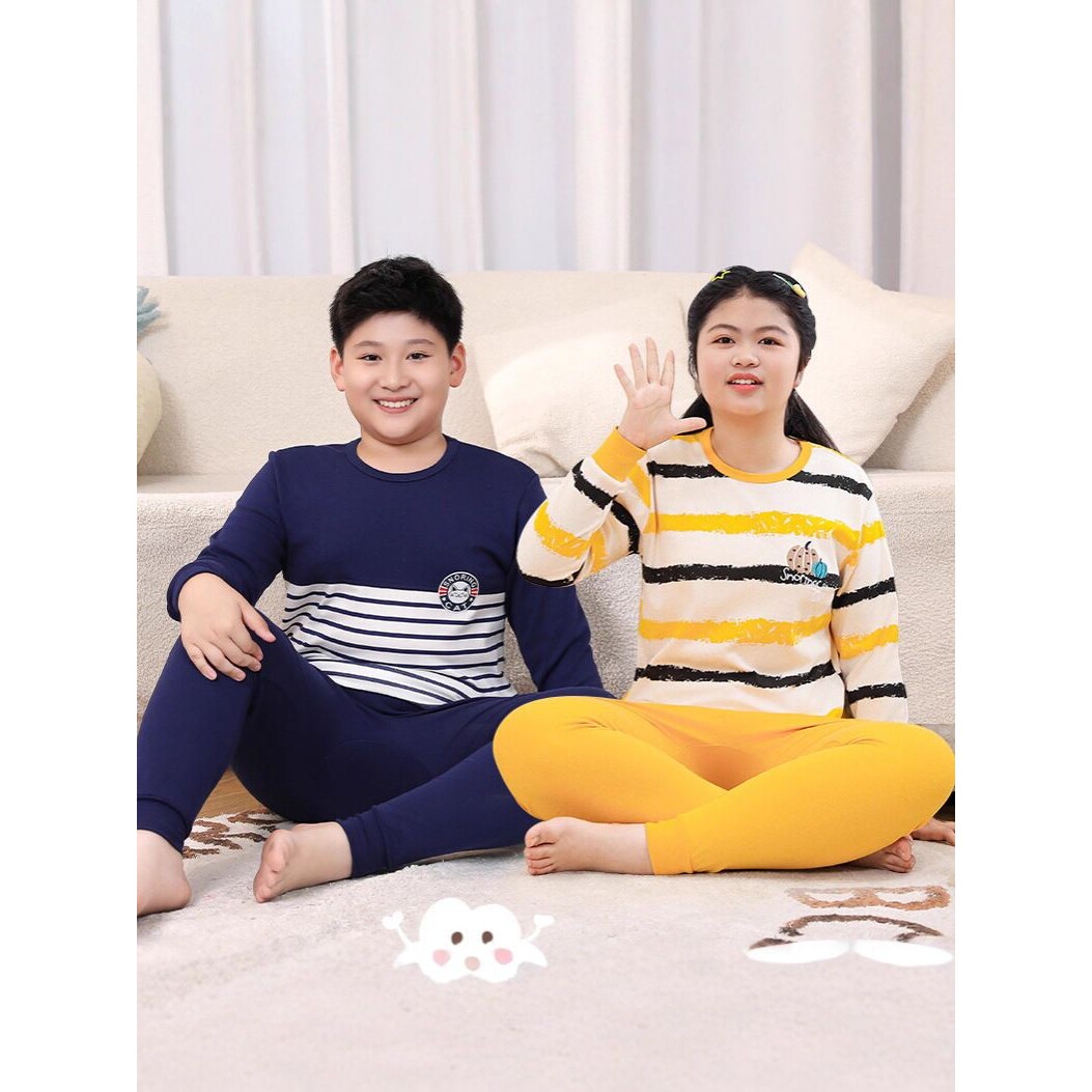 胖童秋冬保暖内衣套装加肥加大睡衣男童女童纯棉宽松高弹秋衣秋裤