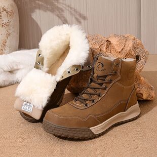 冬季羊毛棉鞋男加厚保暖防滑皮毛一体雪地靴东北抗寒零下40度高帮