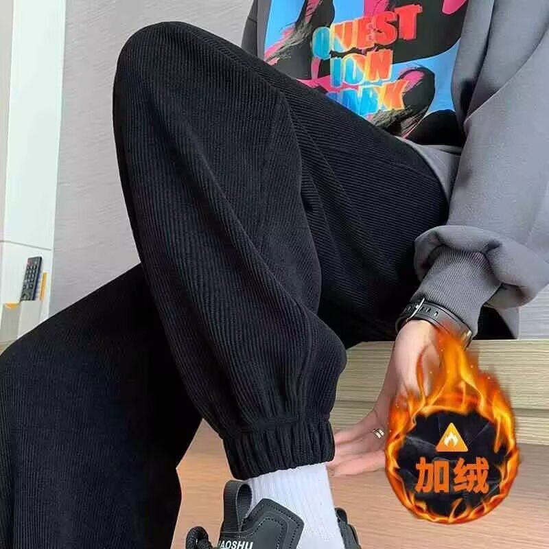 休闲裤男款冬款2025新款灯芯绒加绒运动裤长裤宽松秋冬束脚裤卫裤