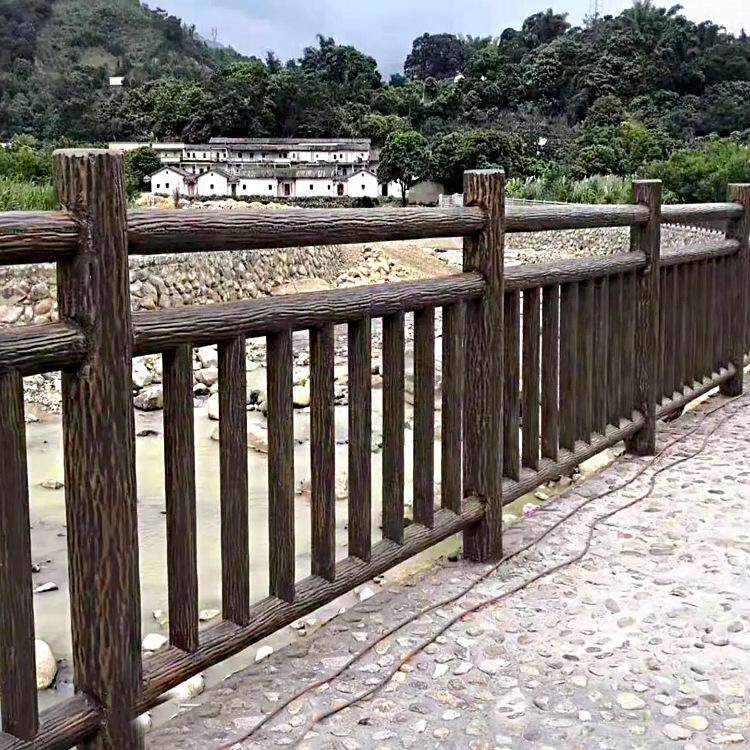 水泥仿木纹护栏小区花园围栏河道栈道景区园林防护栅栏混凝土栏杆