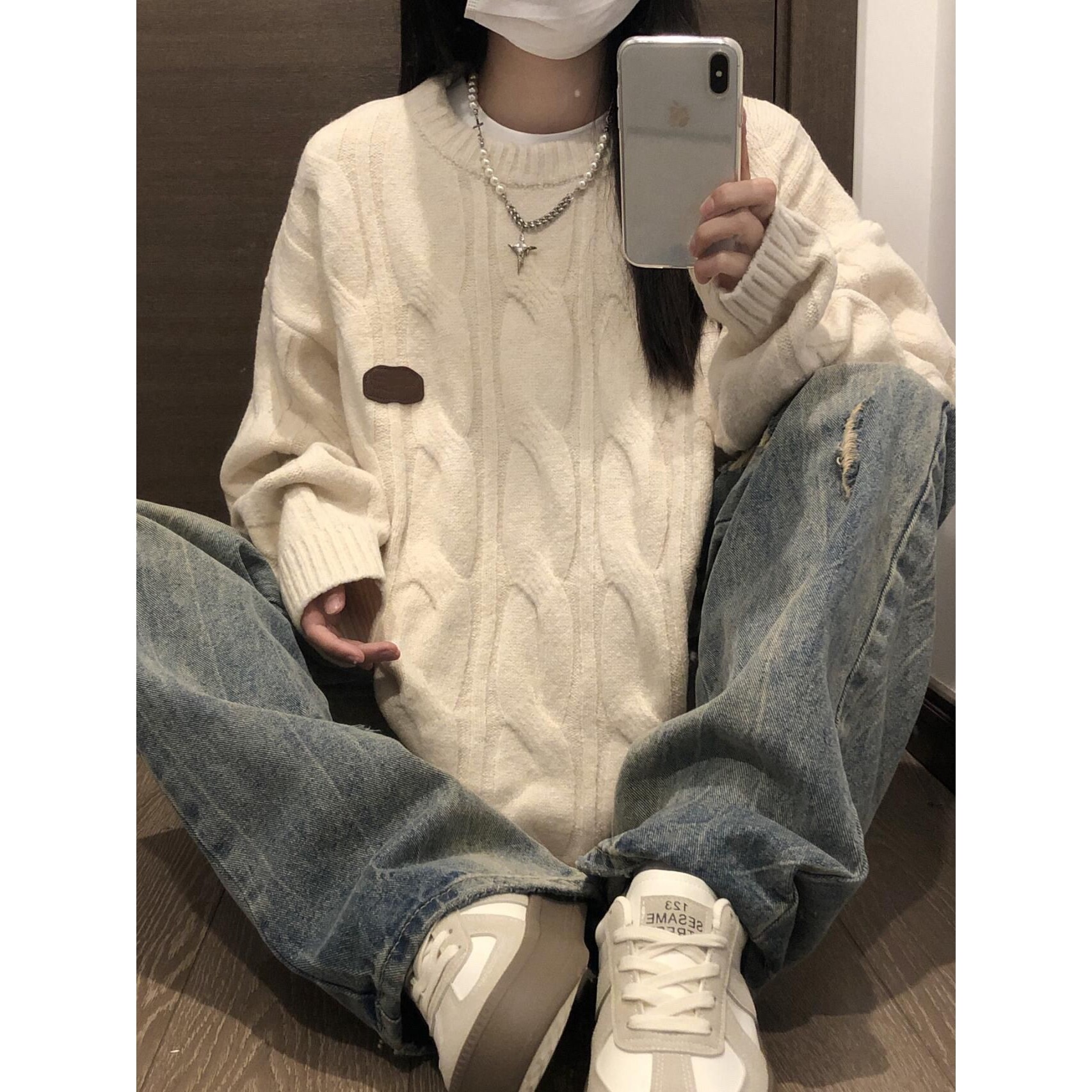 奶毛衣女秋冬季新款宽松慵懒风软糯温柔休闲百搭针织衫上衣潮