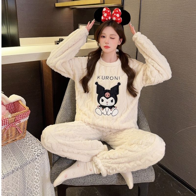 珊瑚绒睡衣女冬天加绒加厚可爱少女网红风秋冬季新款法兰绒家居服