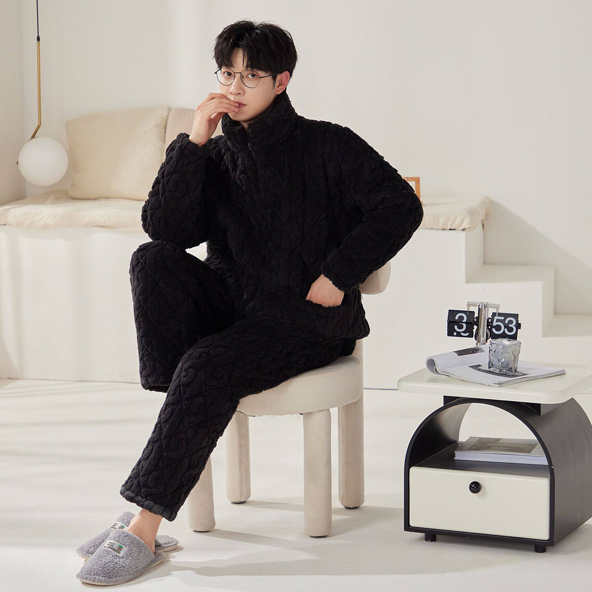 新款夹棉睡衣男冬季加绒加厚珊瑚绒三层保暖拉链可外穿家居服套装,童装/婴儿装/亲子装,家居服套装,淘宝优惠券,粉丝福利购,淘宝优惠卷