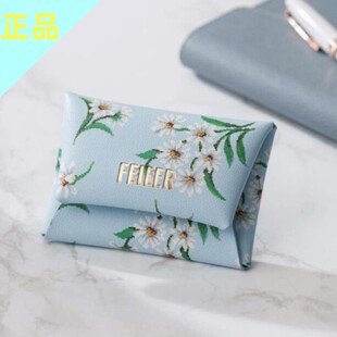 日本杂志附录赠品feiler联名款手拿蓝色小清新收纳包零钱包卡包女