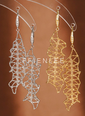 925银耳饰  蕾丝络 时尚轻奢蕾丝耳饰女款气质百搭耳环