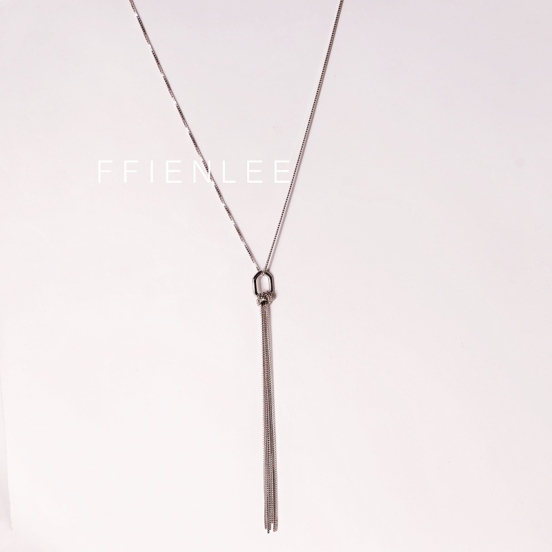 坠链均925银  优雅起义 小众设计感长款打结蛇骨链流苏项链
