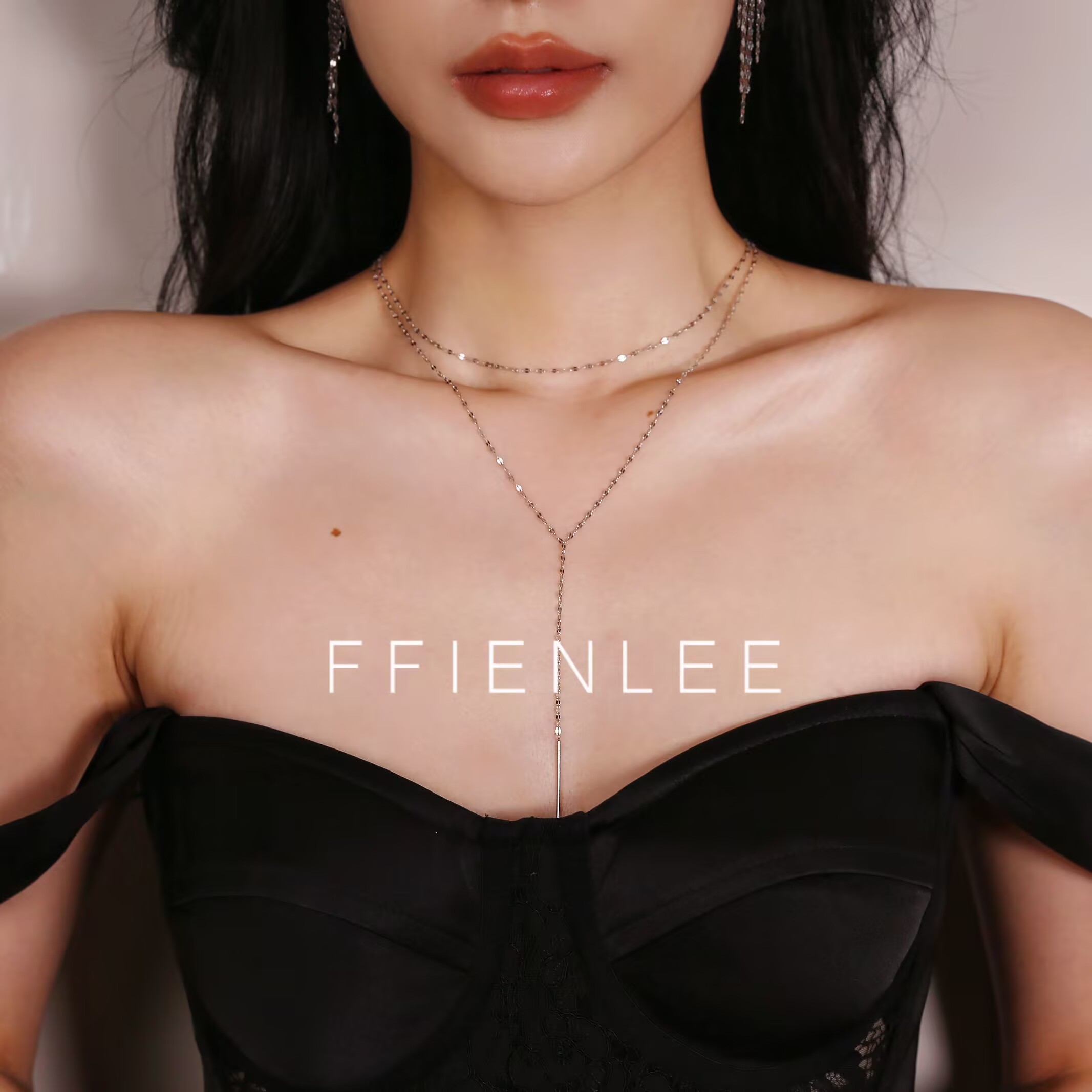 坠链均925银  丹桂飘香  轻奢双层叠戴Y字型毛衣链长款流苏项链