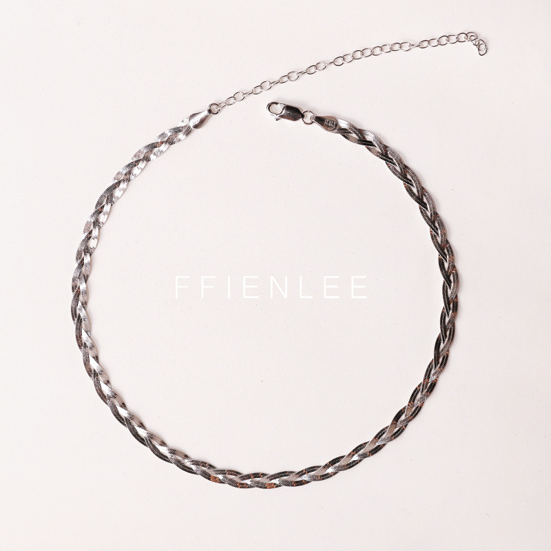 925银项链 夜来香 编链蛇骨链交叉项链简约个性百搭锁骨链