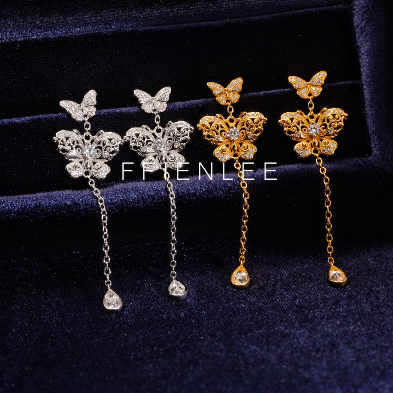 925银耳饰  舞蝶 轻奢小众设计蝴蝶耳饰女款百搭耳环