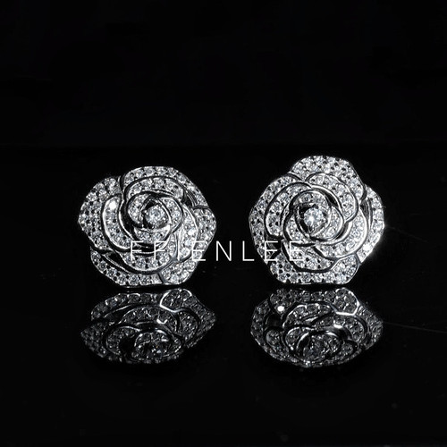 925银耳饰  雪夜山茶 轻奢法式闪耀高级感设计百搭高贵耳环